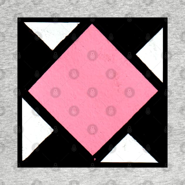 Pink Black and White Diamond Geometric Abstract Acrylic Painting by abstractartalex